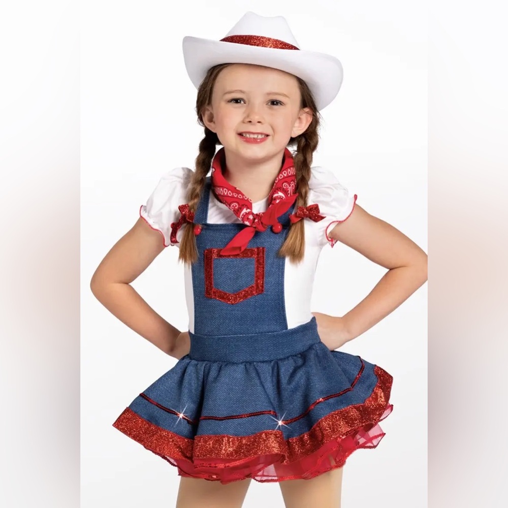 WEISSMAN - Cowgirl Denim Dress Costume in Blue and Red - Cotton Eye Joe